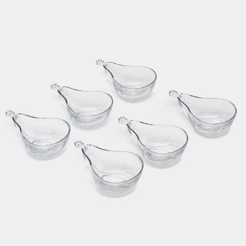 Set de 6 boluri din sticla in forma de para 15 x 9 x 4,5 cm eleganta si originalitate pentru masa ta