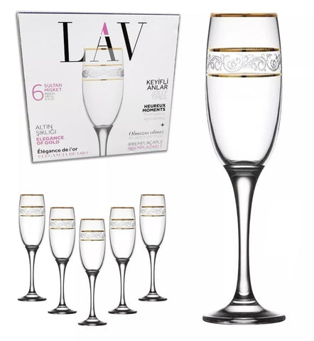 Set 12 pahare sampanie Lav Adora Gold 190 ml Cadoul perfect evenimente