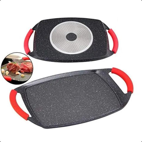Plita tigaie gratar antiaderenta cu manere detasabile 47 x 29 cm Ideala pentru Inductie Royalty Line