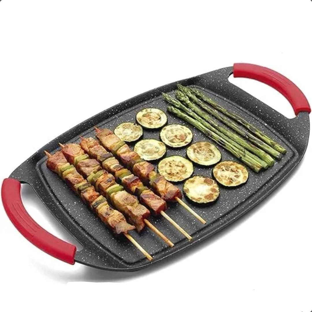 Plita tigaie gratar antiaderenta cu manere detasabile 47 x 29 cm Ideala pentru Inductie Royalty Line