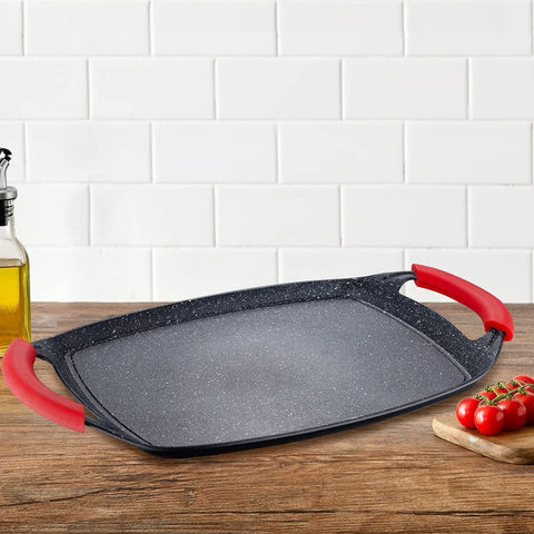 Plita tigaie gratar antiaderenta cu manere detasabile 47 x 29 cm Ideala pentru Inductie Royalty Line