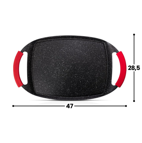 Plita tigaie gratar antiaderenta cu manere detasabile 47 x 29 cm Ideala pentru Inductie Royalty Line