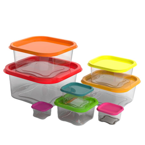 Set 7 caserole alimentare cu capac colorat