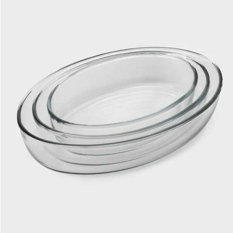Set 3 tavi yena termorezistente ovale 1,5 litri 2,3 litri  3,2 litri Pasabahce Borcam 159027