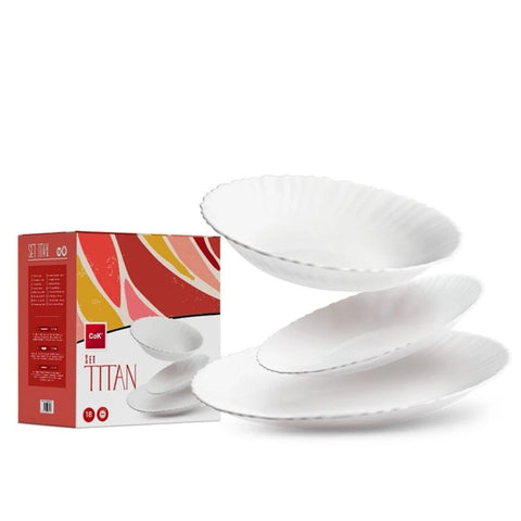 Serviciu 6 persoane de Masa CoK Titan 18 Piese Opal Alb Simplu Eleganta și Funcționalitate