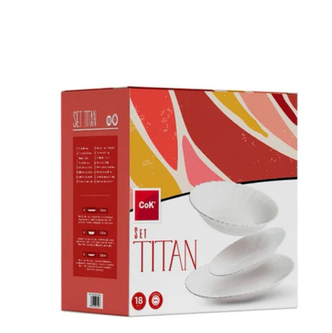 Serviciu 6 persoane de Masa CoK Titan 18 Piese Opal Alb Simplu Eleganta și Funcționalitate