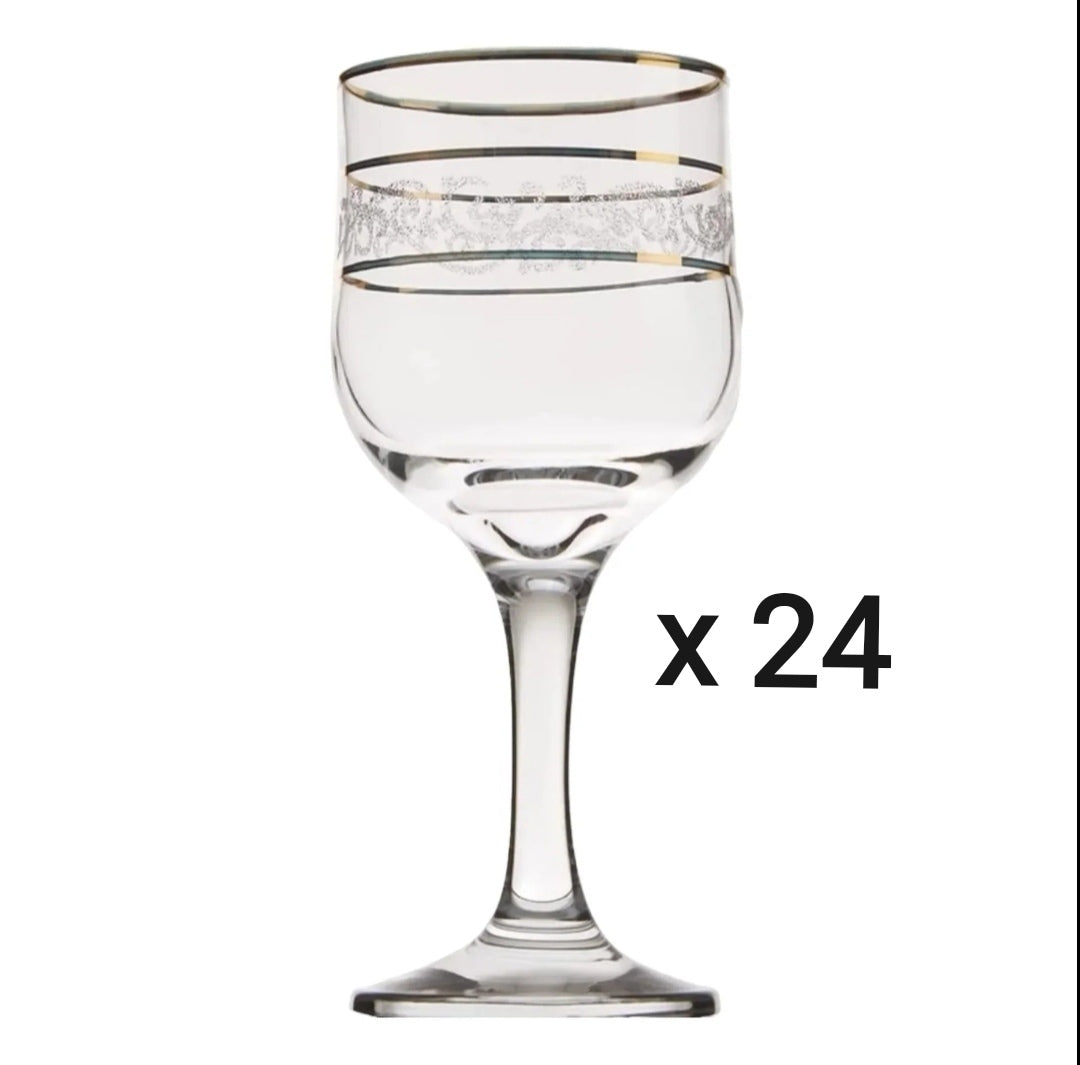 Set 24 pahare cu picior Lav Adora Gold 240 ml  Eleganta si Stil pentru Servirea Băuturilor