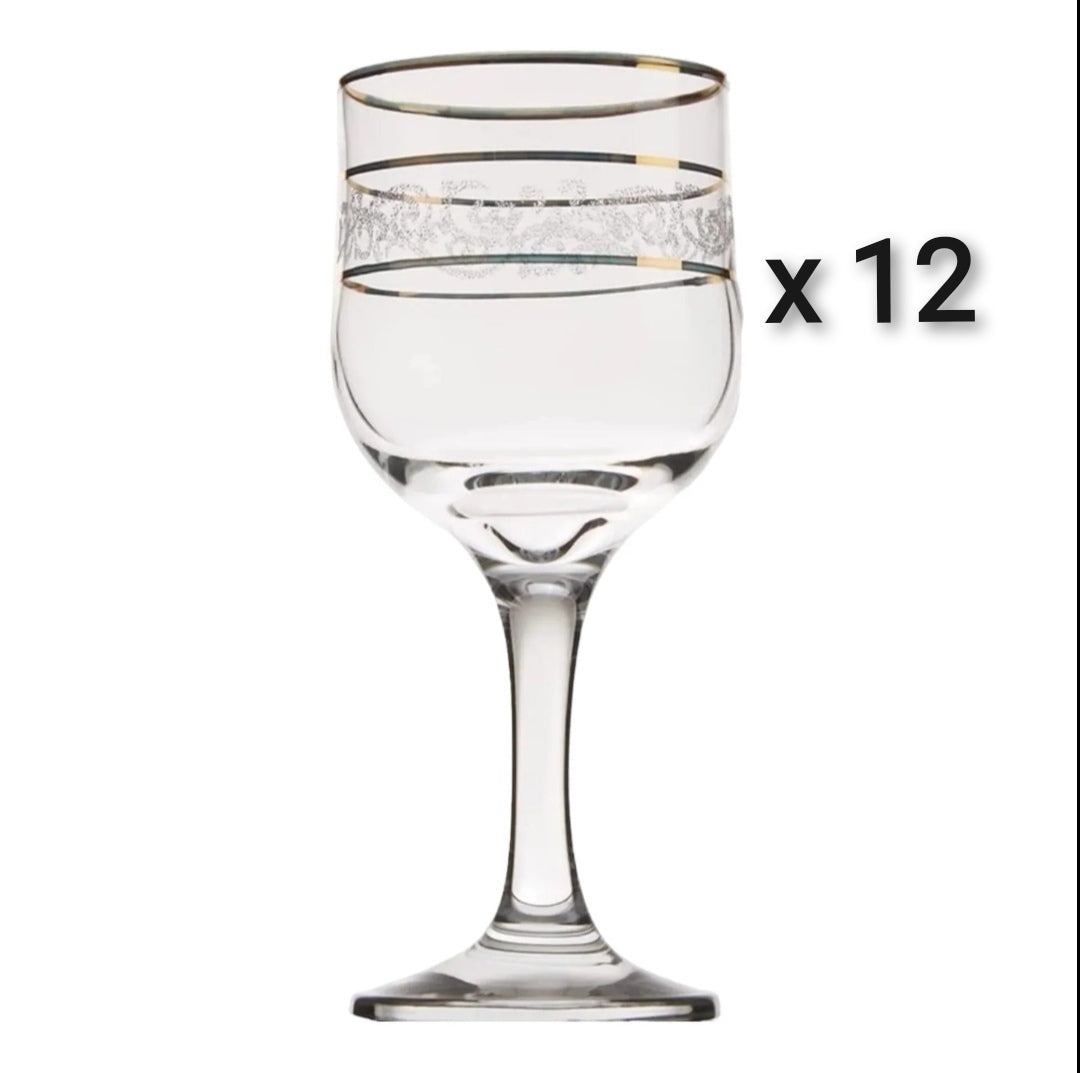 Set 12 pahare cu picior Lav Adora Gold 240 ml pt terasa piscina evenimente CADOUL PERFECT