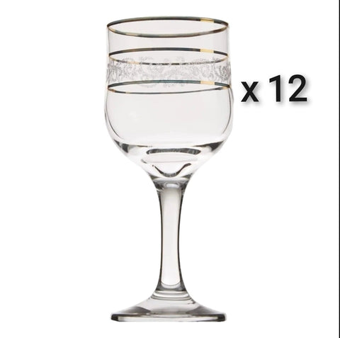Set 12 pahare cu picior LAV Adora Gold 320 ml