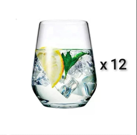 Set 12 pahare din sticla pentru Apa Suc Vin Frape KING 410 ml Ideale pt terasa evenimente