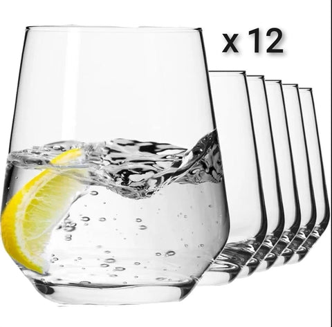 Set 12 pahare din sticla pentru apa sau suc KING 350 ml TERASA  evenimente