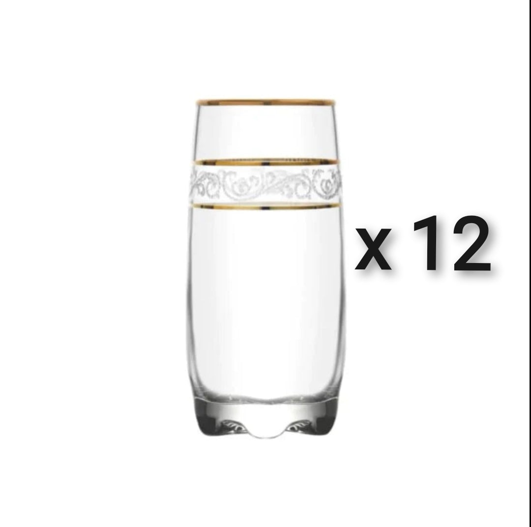 Set 12 pahare 390 ml long Drink Lav Adora Gold Eleganta si Rafinament evenimente