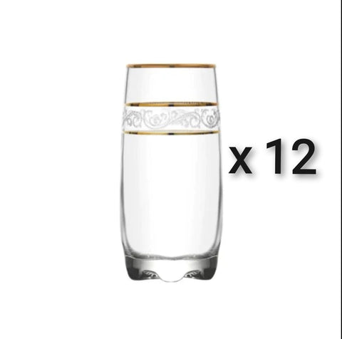 Set 12 pahare 390 ml long Drink Lav Adora Gold Eleganta si Rafinament evenimente