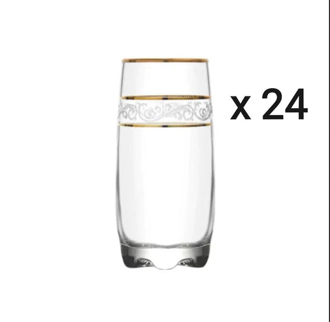 Set 24 pahare aurii long Drink Lav Adora Gold 390 ml Eleganta și Stil pentru Servirea Cocktailurilor și Băuturilor Răcoritoare