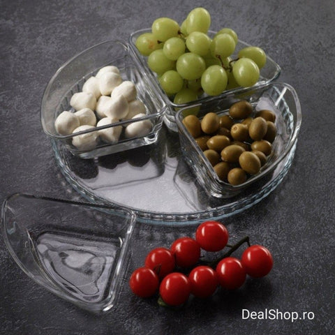 Set 4 boluri cu platou de sticla 200 ml Denis Kaveh terasa si evenimente