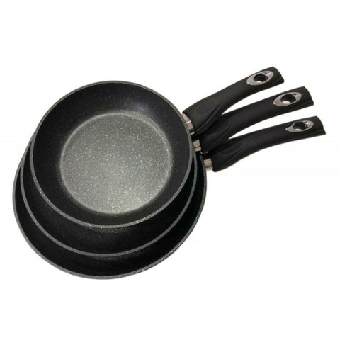 Set 3 tigai cu invelis de marmura Royalty Line Negru RL-FM3F3BK Gătește sanatos