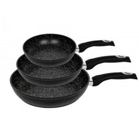 Set 3 tigai cu invelis de marmura Royalty Line Negru RL-FM3F3BK Gătește sanatos
