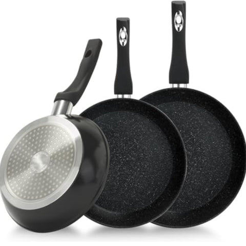 Set 3 tigai cu invelis de marmura Royalty Line Negru RL-FM3F3BK Gătește sanatos