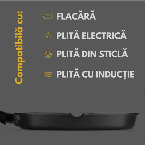Tigaie Grill Marmorata 28 cm Royalty Line RL-AG28M culoare negru