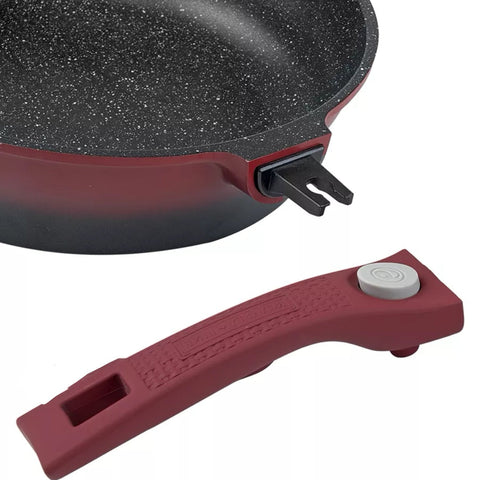 Tigaie Royalty Line 24 cm cu maner detasabil Rosu cu Negru Versatilitate și Eleganță în Bucătărie