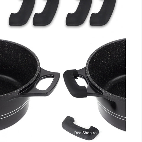Cratita cu Capac 2,5 litri Invelis de Marmura Royalty Line, Negru