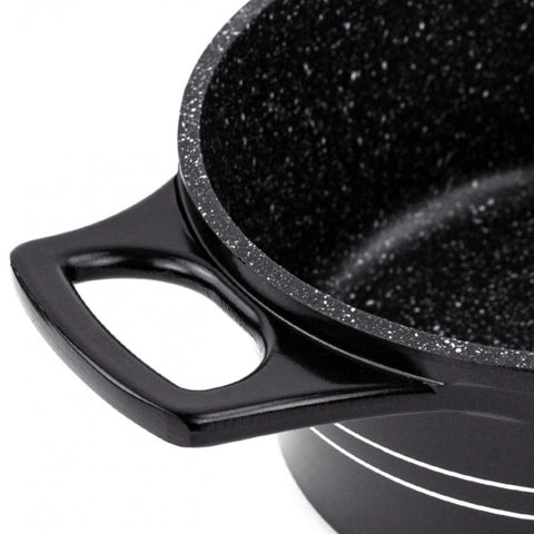 Cratita cu Capac 2,5 litri Invelis de Marmura Royalty Line, Negru