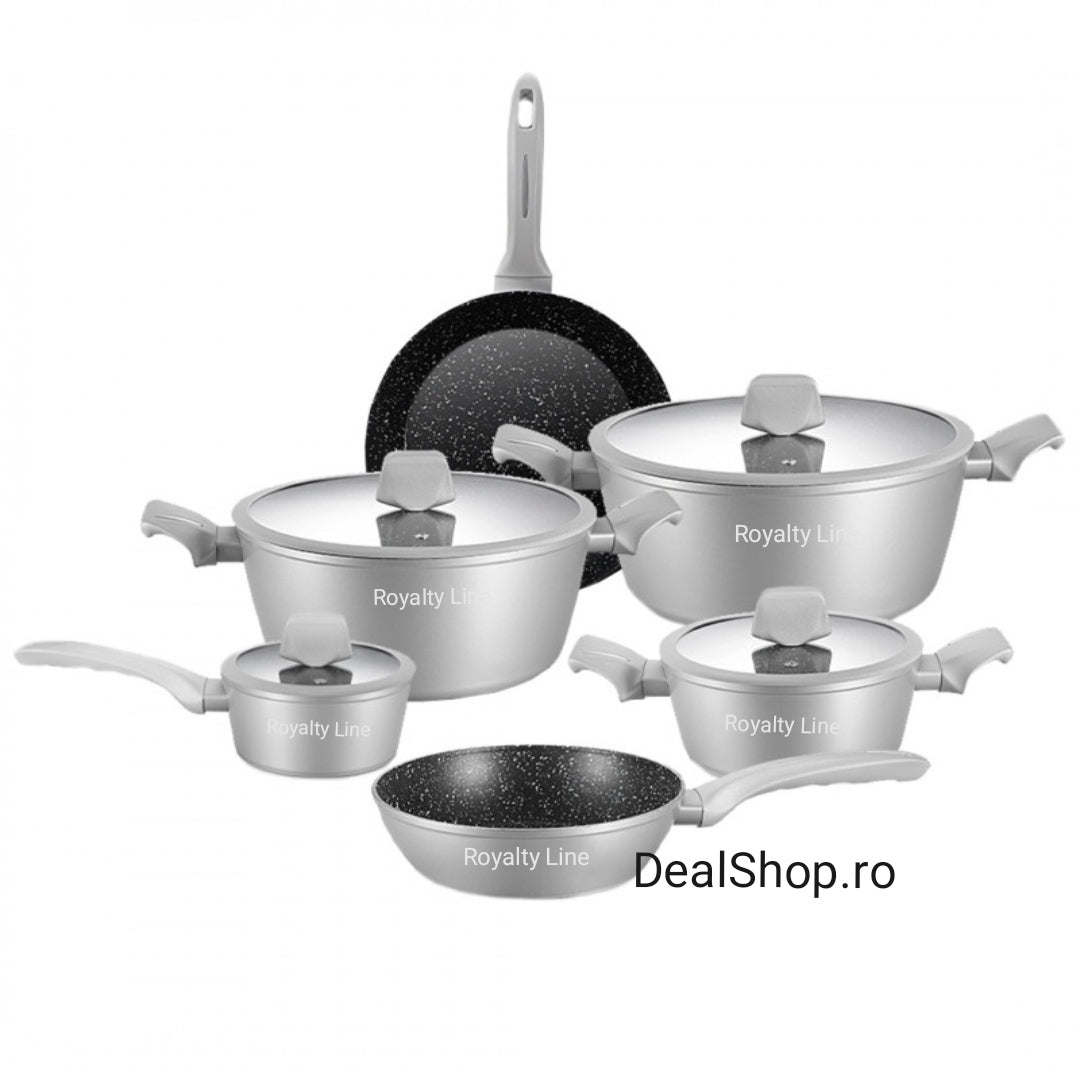 Set Cratite 10 piese Royalty Line Invelis Marmura Silver