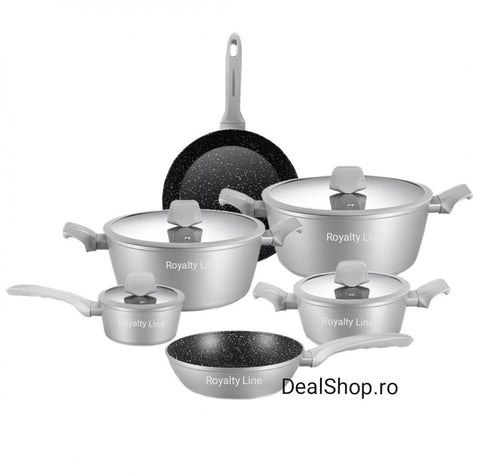 Set Cratite 10 piese Royalty Line Invelis Marmura Silver