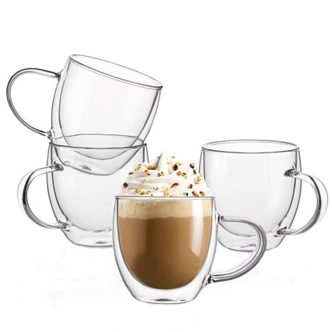 Set 4 cesti cafea cu pereti dubli termorezitente 250 ml