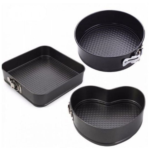 Set 3 tavi tort antiaderente teflonate rotunda inima patrata cu margine detasabila