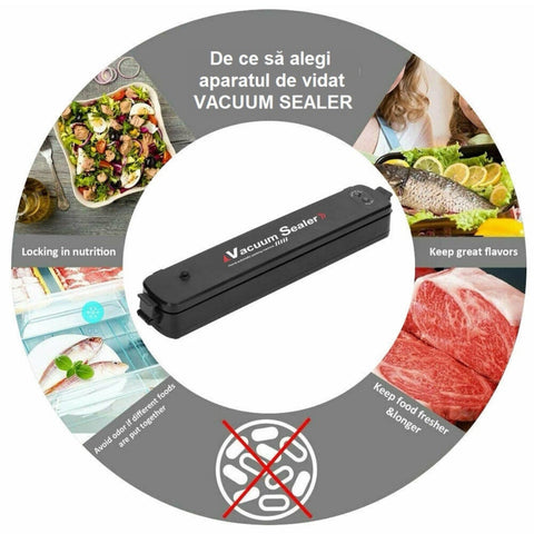Aparat vidat Vacuum Sealer PRO electric de sigilat si vidat pungi plus+ 10 pungi cadou