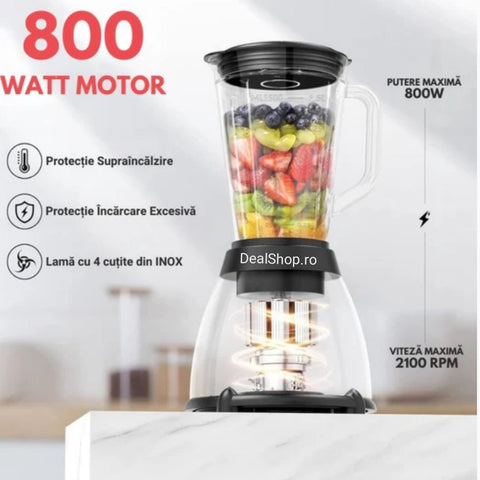 Blender cu rasnita Royalty Line SME-600.6 800 W cana din sticla 1,5 litri