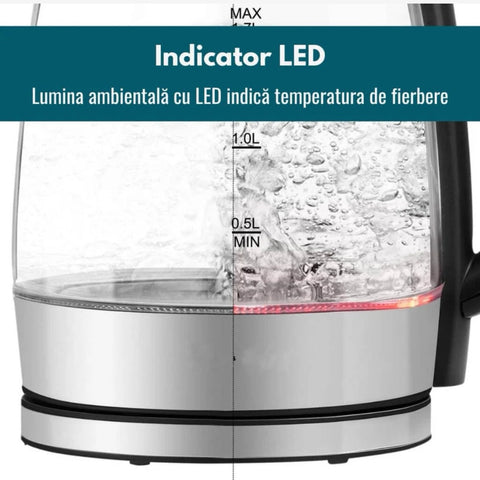 Fierbator electric din sticla 1.7 litri Royalty Line 2200W