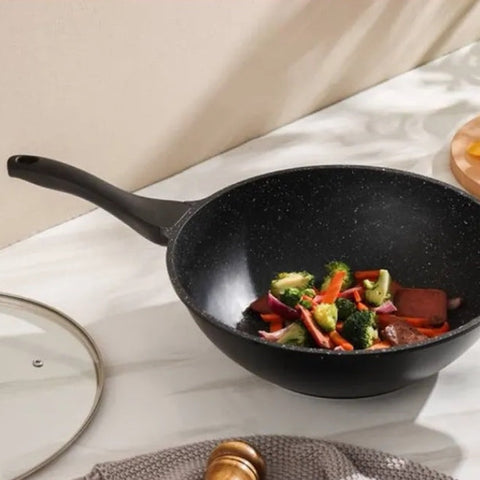 Tigaie Wok 3.7 litri Royalty Line RL-BW28ML 28 cm interior marmura