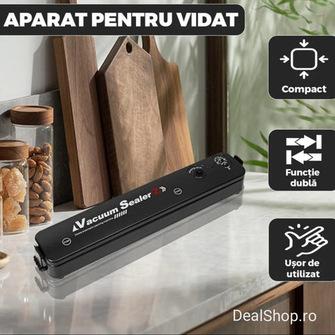 Aparat vidat Vacuum Sealer PRO electric de sigilat si vidat pungi plus+ 10 pungi cadou