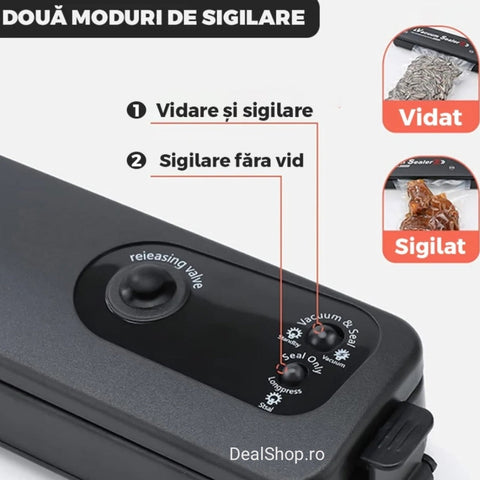 Aparat vidat Vacuum Sealer PRO electric de sigilat si vidat pungi plus+ 10 pungi cadou