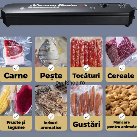 Aparat vidat Vacuum Sealer PRO electric de sigilat si vidat pungi plus+ 10 pungi cadou