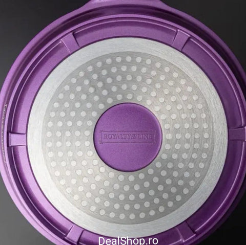 Cratita cu Capac 2,5 L Invelis de Marmura, Royalty Line, Mov