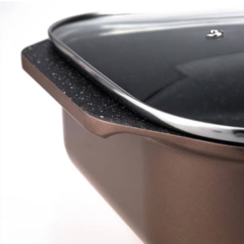 Tavă 6.5 Litri 34 cm Cuptor Royalty Line RL-ARG34ML Înveliș Marmură Ideală pentru Friptură și Gătit Sănătos