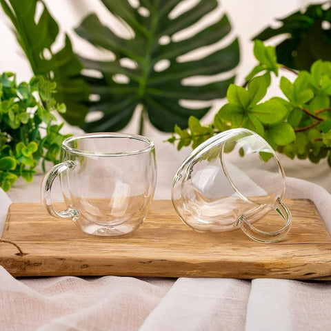 Set 12 cesti cafea cu pereti dubli din sticla termorezistenta 250 ml ideale pt terasa piscina