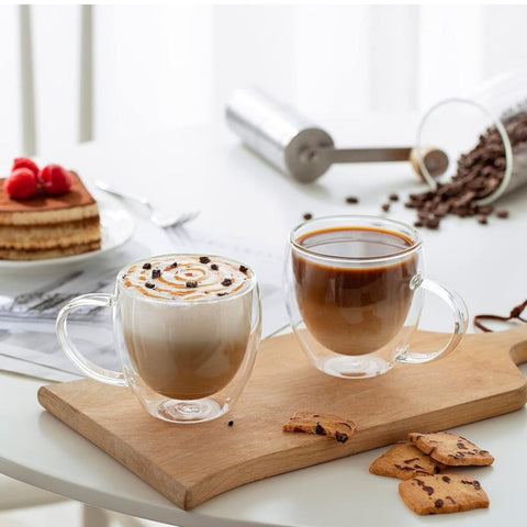 Set 6 cesti cafea cu pereti dubli din sticla termorezistenta 250 ml