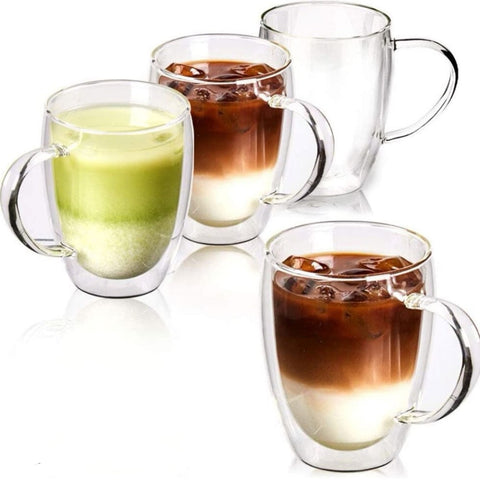 Set 12 cesti cafea pereti dubli din sticla termorezistenta 350 ml  X 238