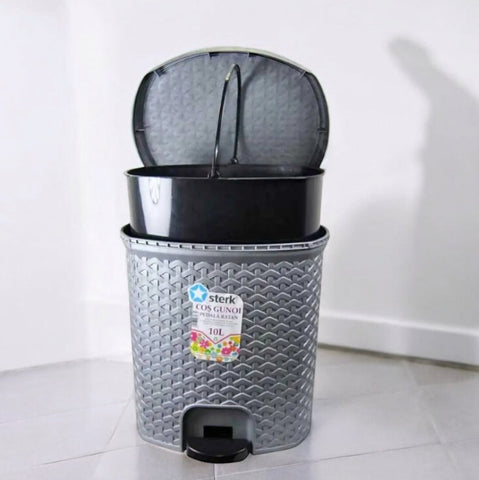 Cos de gunoi cu pedala Ratan 10 Litri, Gri