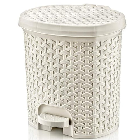 Cos de gunoi cu pedala Ratan Bej, 10 Litri