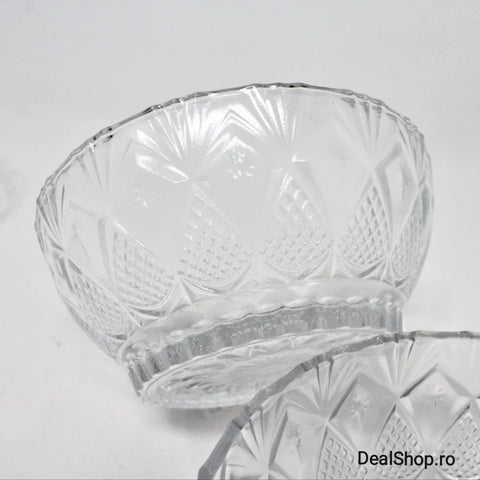 Set 6 Boluri din Sticla 250 ml Gold Glass transparent 12 cm BB-130