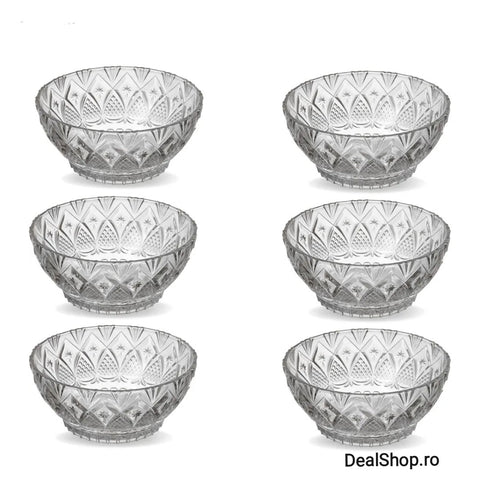 Set 6 Boluri din Sticla 250 ml Gold Glass transparent 12 cm BB-130