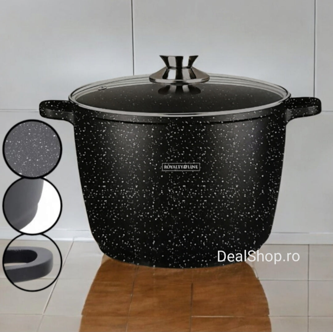 Oala de 6,2 litri cu interior Marmura 24 cm Royalty Line RL-AD24MG Gatit Sanatos Eficient