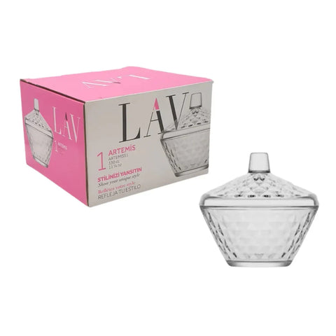 Bomboniera din sticla rezistenta cu capac 330 ml Lav Artemis