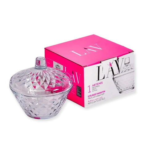 Bomboniera din sticla rezistenta cu capac 330 ml Lav Artemis