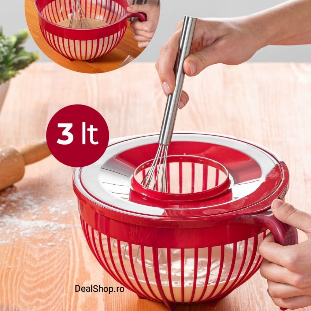 BOL MIXARE CU CAPAC PLASTIC 3 litri 21 CM Cooking BY HEINNER